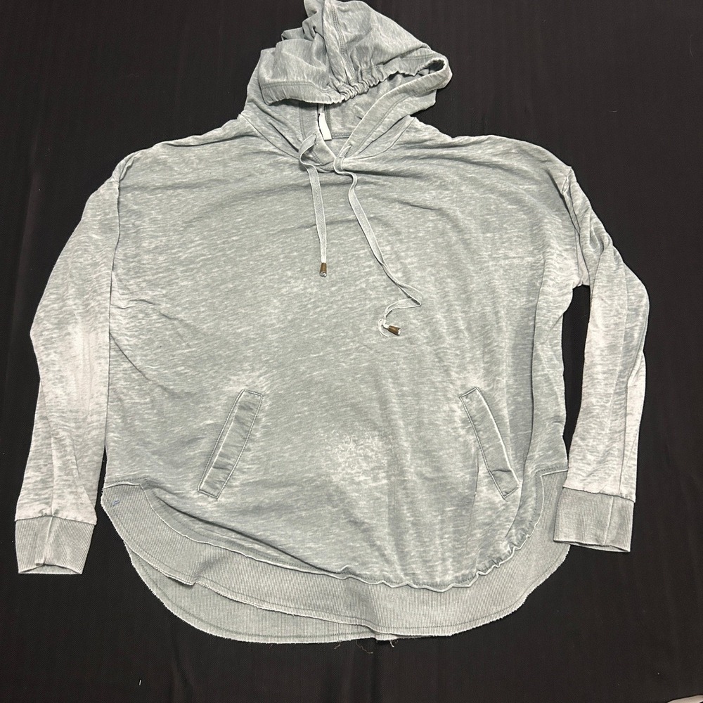 Z Supply Womens Burnout Hoodie Green Oversized Pullover High Low Hem Size M